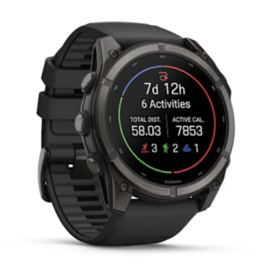 Мультиспортивные часы Garmin Fenix 9 (47mm), титановый корпус Carbon Gray DLC, черный силиконовый ремешок 