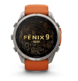 Мультиспортивные часы Garmin Fenix 9 Pro (47mm), титановый корпус, оранжевый силиконовый ремешок (Autumn Orange/Spark Orange)