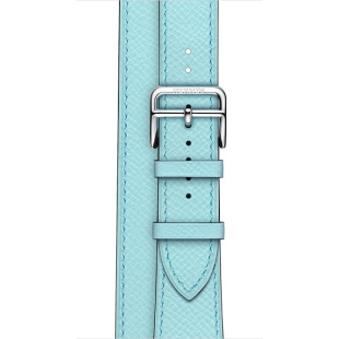 38/40 мм ремешок Double Tour из кожи Epsom цвета Bleu Zéphyr, размер Regular (стандартный) для Apple Watch Hermès