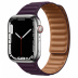 Apple Watch Series 7 // 45мм GPS + Cellular // Корпус из нержавеющей стали серебристого цвета, кожаный браслет цвета «тёмная вишня», размер ремешка M/L