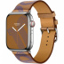 Apple Watch Series 7 Hermès // 45мм GPS + Cellular // Корпус из нержавеющей стали серебристого цвета, ремешок Single Tour Circuit H цвета Biscuit/Bleu Électrique