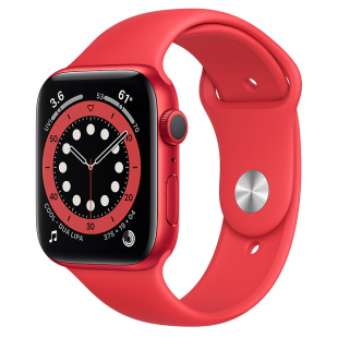 Apple Watch Series 6 // 44мм GPS // Корпус из алюминия цвета (PRODUCT)RED, спортивный ремешок цвета (PRODUCT)RED
