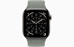 Apple Watch Series 11 // 42мм GPS+Cellular // Корпус из титана нейтрального цвета, плетеный монобраслет серо-зеленого цвета