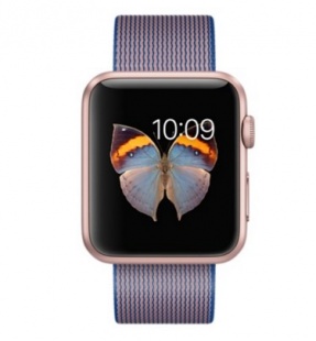 Apple Watch Sport 42 мм, алюминий цвета «розовое золото», ремешок из плетёного нейлона цвета «кобальт»