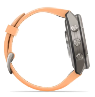 Мультиспортивные часы Garmin Fenix 9 Pro (43mm), титановый корпус, персиковый силиконовый ремешок (Shell Pink/Autumn Orange)