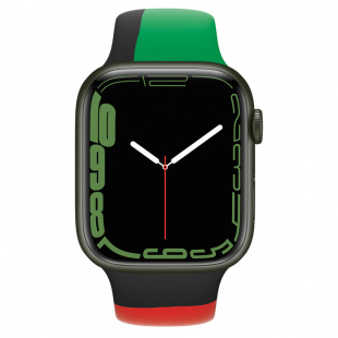 Apple Watch Series 7 // 45мм GPS // Корпус из алюминия зеленого цвета, спортивный ремешок цвета «Black Unity»