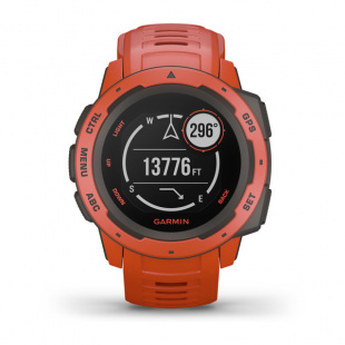 Туристические умные часы Garmin Instinct (45mm), корпус и силиконовый ремешок цвета Flame Red