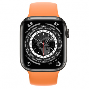 Apple Watch Series 7 // 45мм GPS + Cellular // Корпус из титана цвета «черный космос», монобраслет цвета «весенняя мимоза»