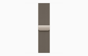 Apple Watch Series 10 // 46мм GPS (Custom) // Черный глянцевый корпус из алюминия, миланский сетчатый браслет натурального цвета