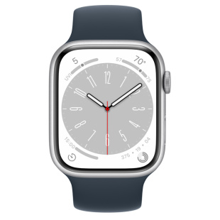 Apple Watch Series 8 // 41мм GPS // Корпус из алюминия серебристого цвета, монобраслет цвета "синий шторм"