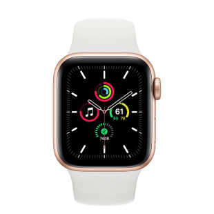 Apple Watch SE // 40мм GPS // Корпус из алюминия золотого цвета, спортивный ремешок белого цвета (2020)