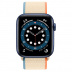 Apple Watch Series 6 // 40мм GPS + Cellular // Корпус из алюминия синего цвета, спортивный браслет кремового цвета