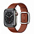 Купить Apple Watch Series 8 // 41мм GPS + Cellular // Корпус из нержавеющей стали графитового цвета, ремешок темно-коричневого цвета с современной пряжкой (Modern Buckle), размер ремешка М