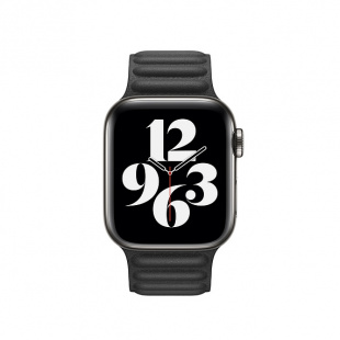 44мм M/L Кожаный ремешок чёрного цвета со скрытой магнитной застежкой для Apple Watch