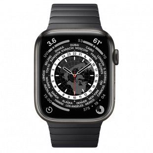 Apple Watch Series 7 // 45мм GPS + Cellular // Корпус из титана цвета «черный космос», блочный браслет из нержавеющей стали цвета «чёрный космос»