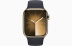 Apple Watch Series 9 // 45мм GPS+Cellular // Корпус из нержавеющей стали золотого цвета, спортивный ремешок цвета "темная ночь"