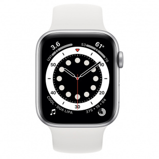 Apple Watch Series 6 // 44мм GPS + Cellular // Корпус из алюминия серебристого цвета, монобраслет белого цвета
