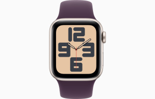 Apple Watch SE // 40мм GPS (Custom) // Корпус из алюминия цвета «сияющая звезда», спортивный ремешок цвета «сливовый» (2024)