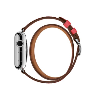 38/40 мм ремешок Double Tour из кожи Epsom цвета Rose Jaipur, размер Regular (стандартный) для Apple Watch Hermès