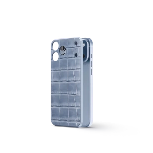 Магнитная накладка Golden Concept Magnetic Shield для iPhone 18 Pro, Croco Embossed (Light Blue)