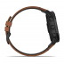 Мультиспортивные часы Garmin Fenix 6X (51mm) Sapphire, черный стальной DLC корпус, каштановый кожаный ремешок