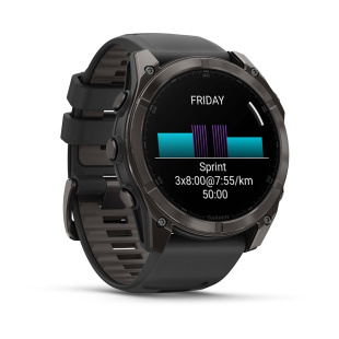 Мультиспортивные часы Garmin Fenix 8 (47mm), Sapphire, угольно-серый корпус с DLC-покрытием, пепельно-черный силиконовый ремешок