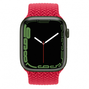 Apple Watch Series 7 // 41мм GPS // Корпус из алюминия зеленого цвета, плетёный монобраслет цвета (PRODUCT)RED
