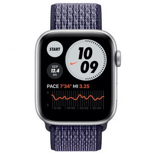 Apple Watch Series 6 // 40мм GPS // Корпус из алюминия серебристого цвета, спортивный браслет Nike светло-лилового цвета