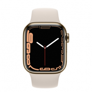 Apple Watch Series 7 // 41мм GPS + Cellular // Корпус из нержавеющей стали золотого цвета, спортивный ремешок цвета «сияющая звезда»