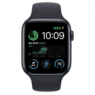 Apple Watch SE // 44мм GPS // Корпус из алюминия цвета «тёмная ночь», спортивный ремешок цвета «тёмная ночь» (2022-2023)