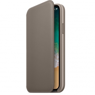 Кожаный чехол Folio для iPhone X / Xs, платиново-серый цвет, оригинальный Apple