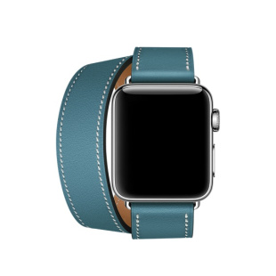 38/40 мм ремешок Double Tour из кожи Swift цвета Bleu Jean, размер Regular (стандартный) для Apple Watch Hermès