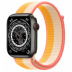 Apple Watch Series 7 // 45мм GPS + Cellular // Корпус из титана цвета «черный космос», спортивный браслет цвета «спелый маис/белый»