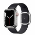 Apple Watch Series 7 // 41мм GPS + Cellular // Корпус из нержавеющей стали серебристого цвета, ремешок цвета «тёмная ночь» с современной пряжкой (Modern Buckle), размер ремешка S