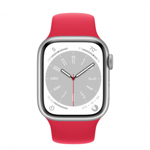 Apple Watch Series 8 // 41мм GPS // Корпус из алюминия серебристого цвета, спортивный ремешок цвета (PRODUCT)RED