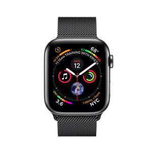 Apple Watch Series 4 // 40мм GPS + Cellular // Корпус из нержавеющей стали цвета "чёрный космос", миланский сетчатый браслет цвета "чёрный  космос" (MTUQ2)