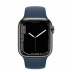 Apple Watch Series 7 // 45мм GPS + Cellular // Корпус из нержавеющей стали графитового цвета, спортивный ремешок цвета «синий омут»