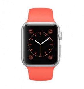Apple Watch Sport 38 мм, серебристый алюминий, спортивный ремешок абрикосового цвета