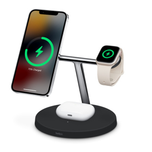 Док-станция Belkin Boost CHARGE PRO Wireless Charging Stand для беспроводной зарядки 3-в-1 (Black/Черный)