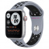 Apple Watch SE // 40мм GPS + Cellular // Корпус из алюминия серебристого цвета, спортивный ремешок Nike цвета «Дымчатый серый/чёрный» (2020)