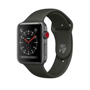 Apple Watch Series 3 // 42мм GPS + Cellular // Корпус из алюминия цвета «серый космос», спортивный ремешок серого цвета (MR2X2)