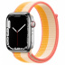 Apple Watch Series 7 // 45мм GPS + Cellular // Корпус из нержавеющей стали серебристого цвета, спортивный браслет цвета «спелый маис/белый»