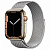 Купить Apple Watch Series 7 // 45мм GPS + Cellular // Корпус из нержавеющей стали золотого цвета, миланский сетчатый браслет серебристого цвета