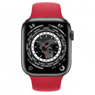 Apple Watch Series 7 // 41мм GPS + Cellular // Корпус из титана цвета «черный космос», спортивный ремешок цвета (PRODUCT)RED