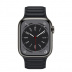 Apple Watch Series 8 // 45мм GPS + Cellular // Корпус из нержавеющей стали графитового цвета, кожаный браслет цвета "темная ночь", размер ремешка M/L