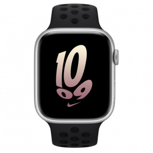 Apple Watch Series 8 // 41мм GPS + Cellular // Корпус из алюминия серебристого цвета, спортивный ремешок Nike черного цвета