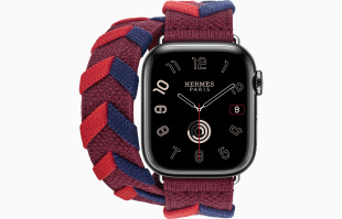Apple Watch Series 9 Hermès // 41мм GPS+Cellular // Корпус из нержавеющей стали цвета "черный космос", ремешок Bridon Double Tour цвета Rouge H