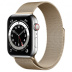 Apple Watch Series 6 // 44мм GPS + Cellular // Корпус из нержавеющей стали серебристого цвета, миланский сетчатый браслет золотого цвета Apple Watch Series 6 // 44мм GPS + Cellular // Корпус из нержавеющей стали серебристого цвета, миланский сетчатый браслет золотого цвета