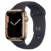 Apple Watch Series 7 // 45мм GPS + Cellular // Корпус из нержавеющей стали золотого цвета, спортивный ремешок цвета «тёмная ночь»