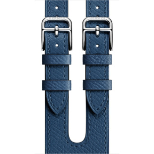 38/40 мм ремешок Manchette из кожи Epsom цвета Bleu Agate с двойной пряжкой для Apple Watch Hermès